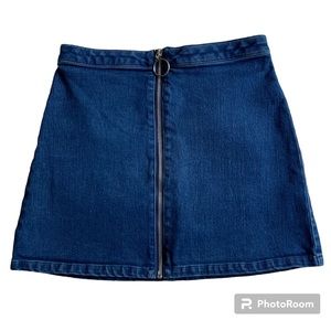 Forever 21 Medium Front Zipper Body-con ALine Dark Blue Denim Skirt